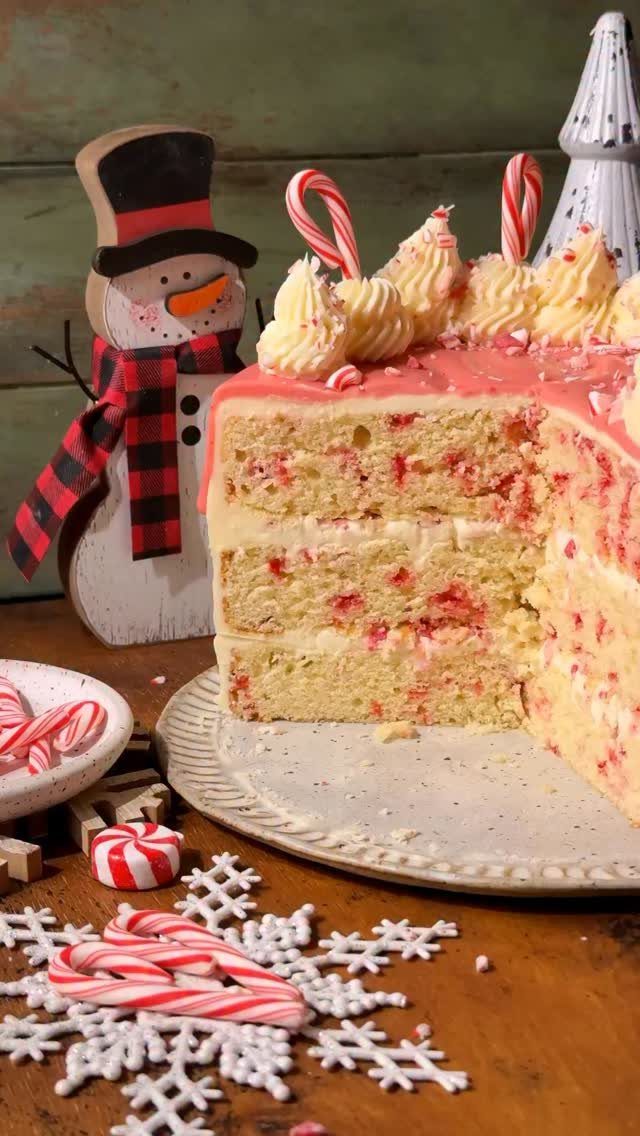 6 Inch Cake Decorating Ideas: 11 Flavors and Finishes to Try 8 Peppermint layer cake with red glaze, candy canes, and a decorative snowman.