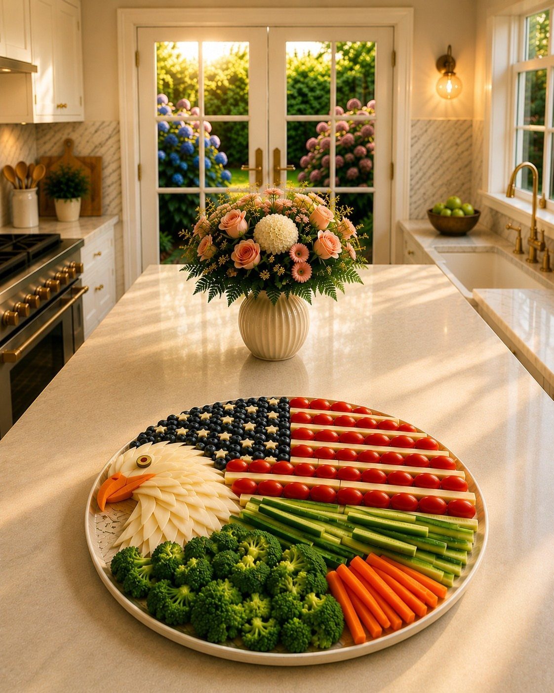 Charcuterie Board Table Ideas: 38 Grazing Tables and Platters 15 Patriotic charcuterie board shaped like the American flag and a bald eagle.
