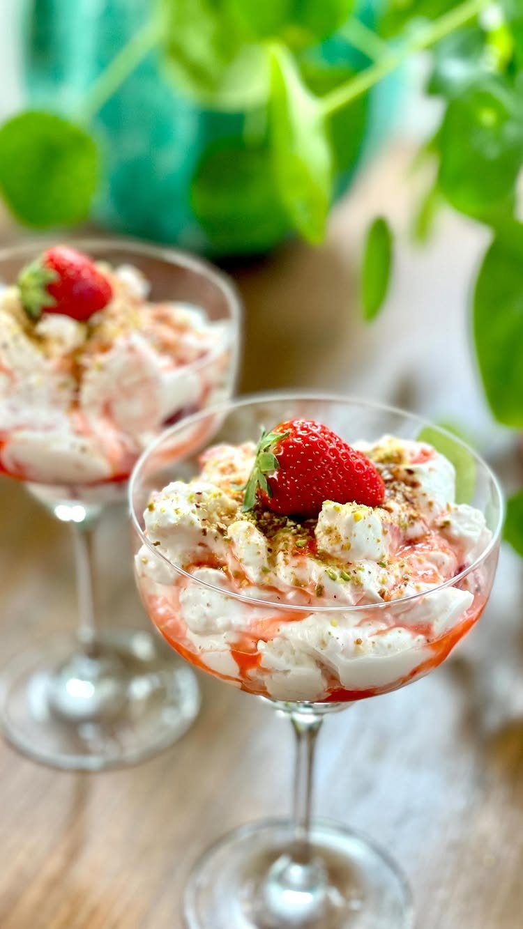 27 Easy Sweet Treats No Bake Ideas, From Fudge to Eton Mess 28 Eton Mess dessert in glass coupes with whipped cream, berries, and meringue pieces.
