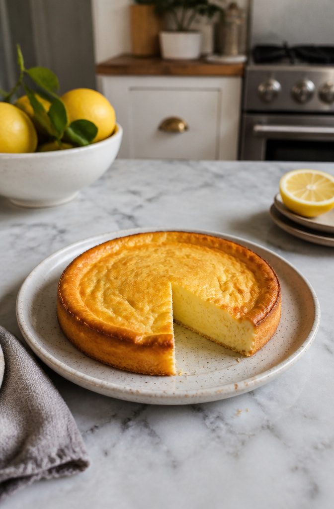 Lemon zest and juice beside a bowl of Greek yogurt cake batter