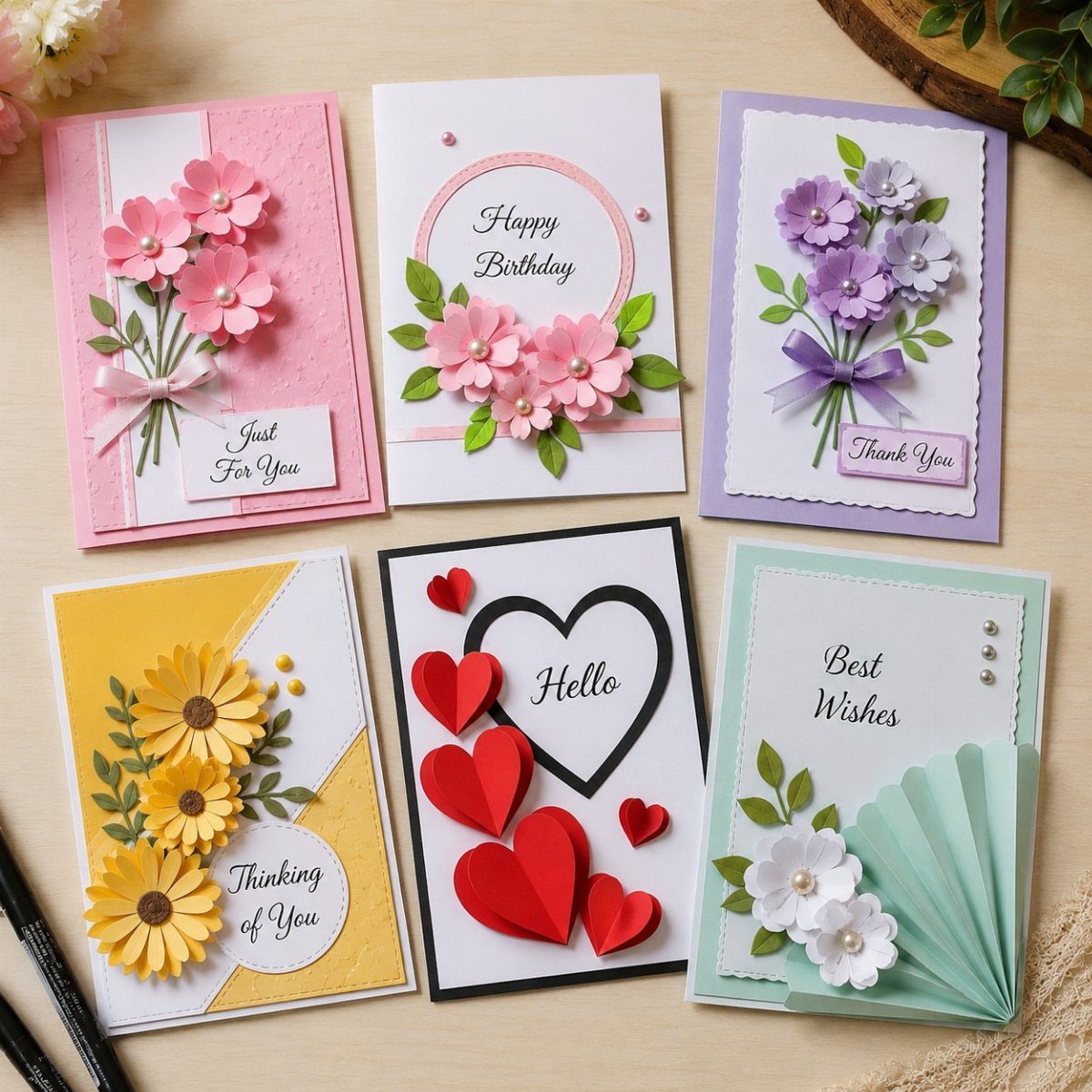 38 Gift Ideas for 13th Birthday in 2026, From Snoopy to LEGO 20 Handmade greeting cards with 3D paper flowers and hearts on a wooden table.