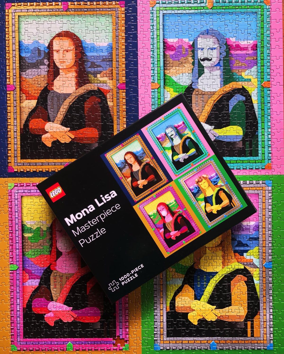 38 Gift Ideas for 13th Birthday in 2026, From Snoopy to LEGO 3 LEGO Mona Lisa Masterpiece Puzzle box resting on four colorful completed jigsaw puzzles.