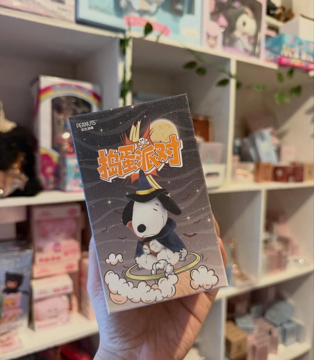 38 Gift Ideas for 13th Birthday in 2026, From Snoopy to LEGO 4 Snoopy blind box featuring a wizard-themed figurine held in a hand against shelves.