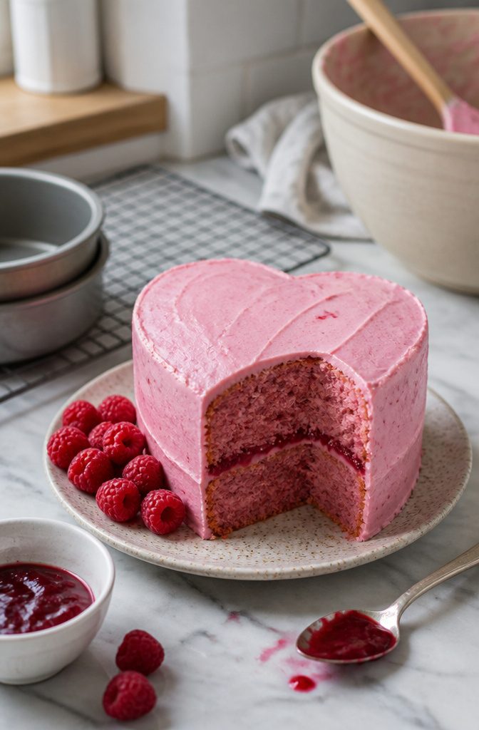 How to Make a Heart Cake: Recipe, Steps and Vintage Piping 10 Vegan raspberry heart cake with pink berry buttercream and raspberry filling
