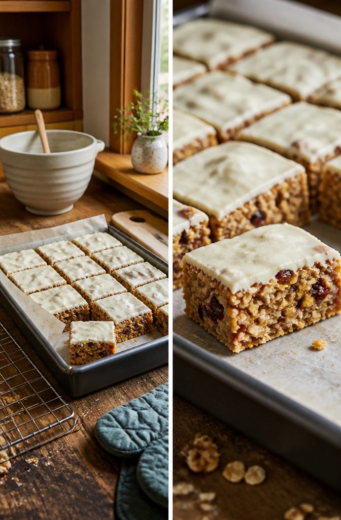 Muesli bars made with oats nuts seeds coconut and dried fruit
