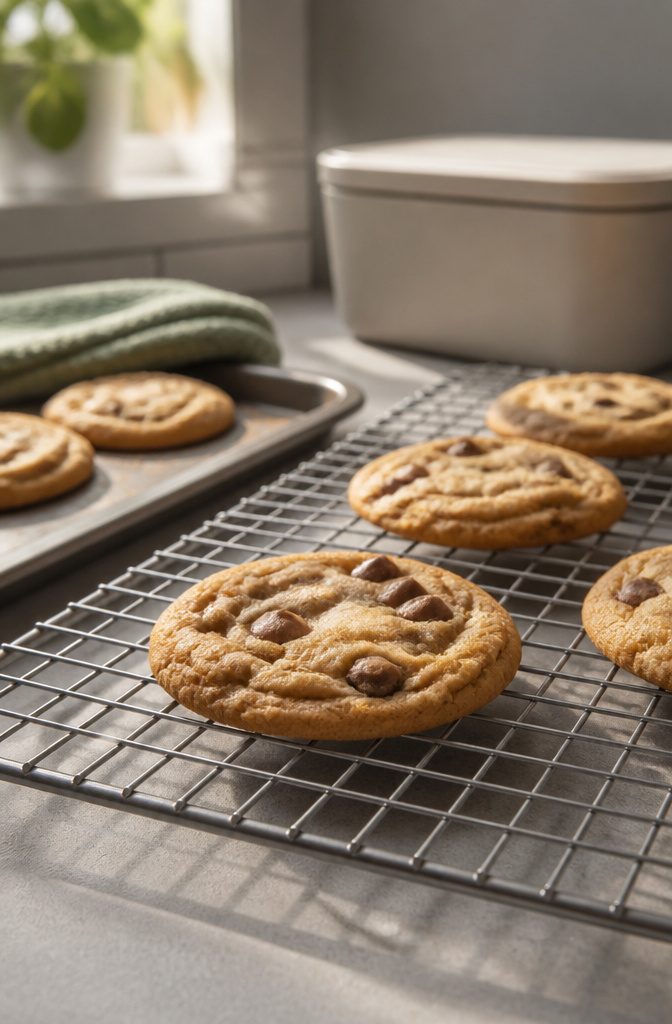 Baked slice-and-bake cookies cooling on a wire rack