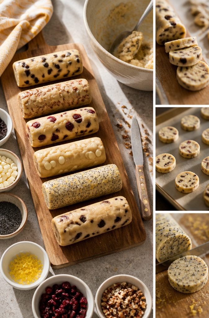 Cookie dough with chocolate chips nuts dried fruit spices and citrus zest